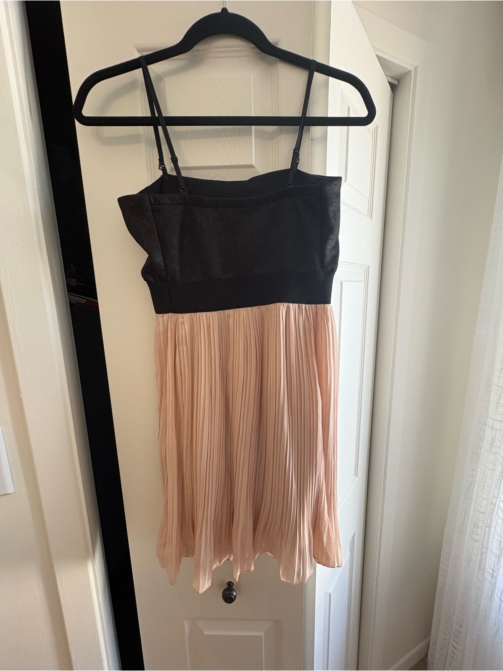 Black & Blush Pleated Skirt Dress